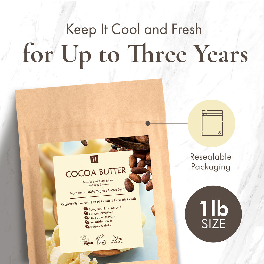 Cocoa Butter Refined with Sweet Aroma – Great for Baking, Cooking, and Skincare Blends